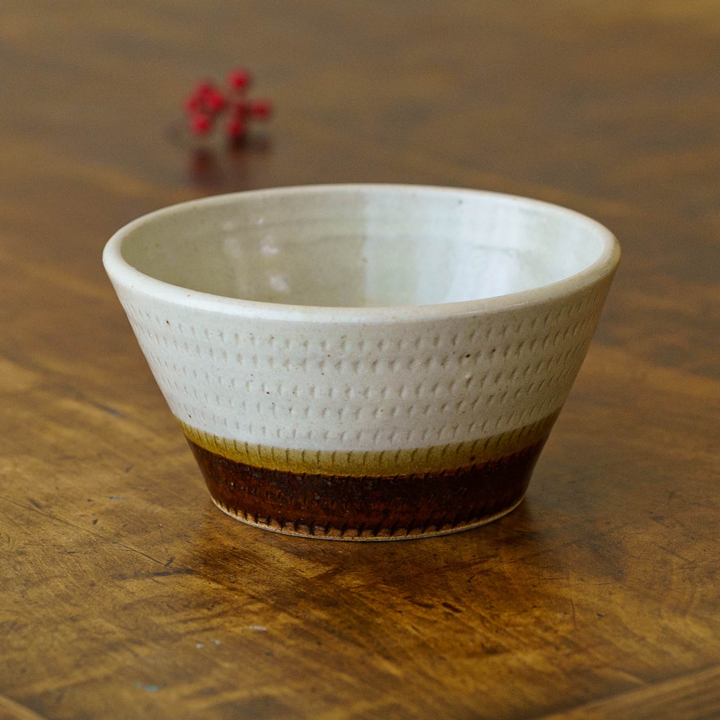 ボウル　飛び鉋　マット釉 x 飴釉｜榎田智　えのきだ窯