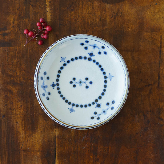 小花文　4寸深皿　青｜陶彩窯　長戸製陶所　砥部焼