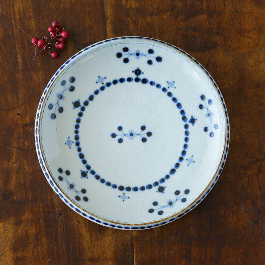 小花文　6寸深皿　青｜陶彩窯　長戸製陶所　砥部焼