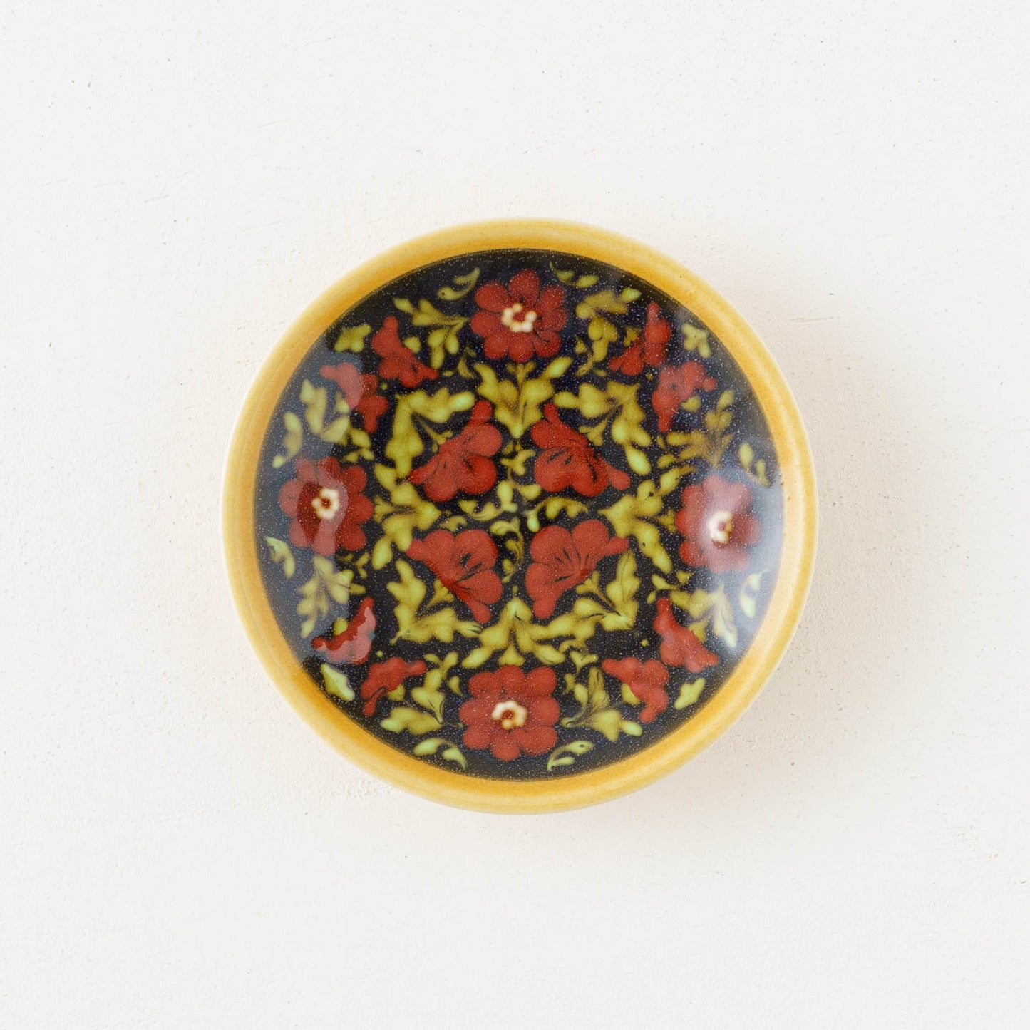 豆皿　赤花　スリップウェア｜荒井彩乃