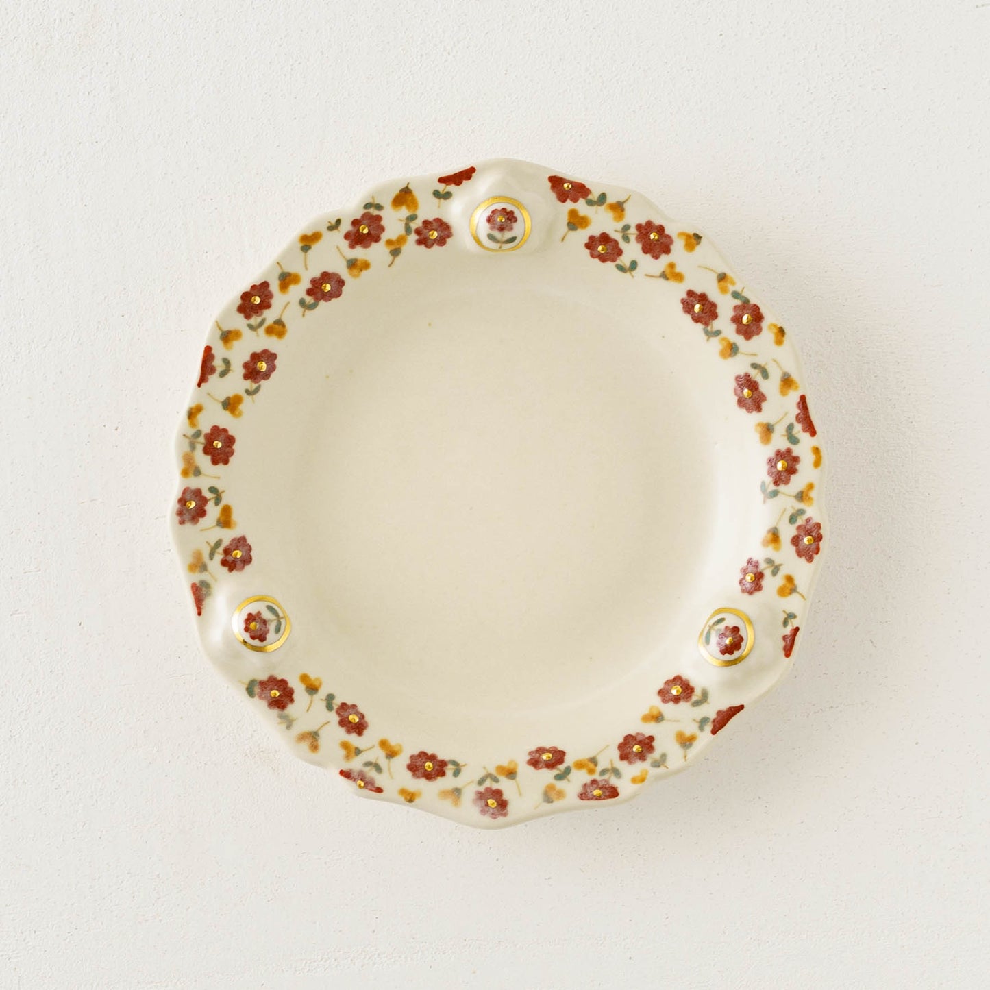 金彩レリーフ中皿　赤 x オレンジ｜荒井彩乃