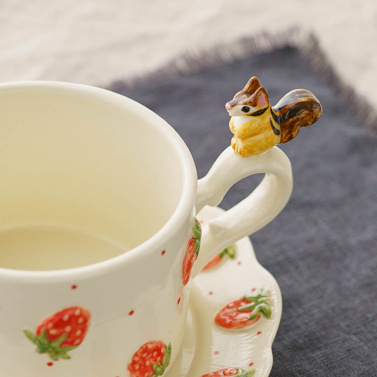 Cup & Saucer Squirrel Strawberry | Sugar Poppo