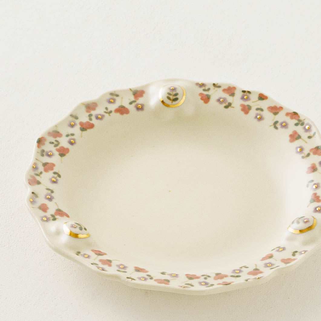 金彩レリーフ中皿　ピンク x パープル｜荒井彩乃