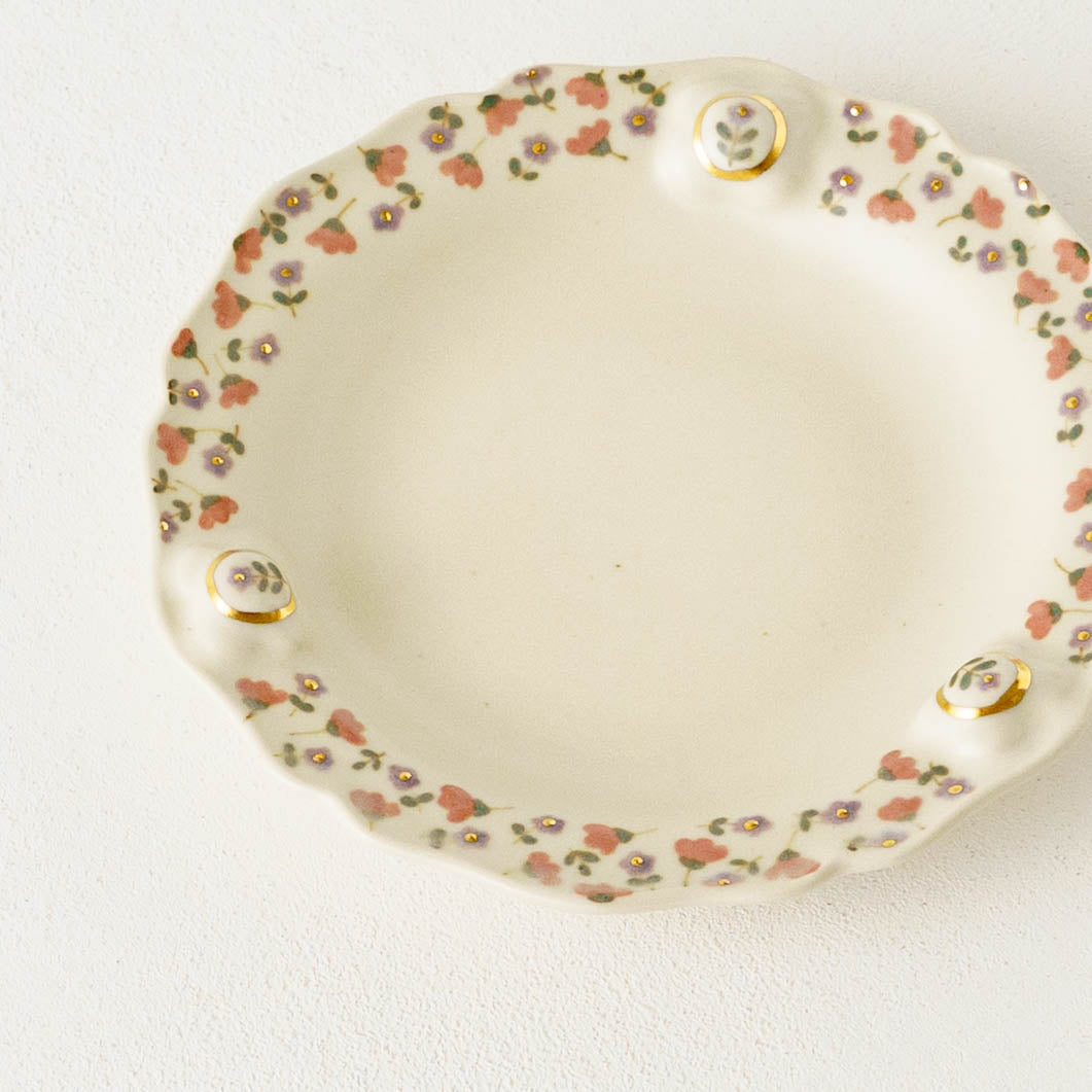 金彩レリーフ中皿　ピンク x パープル｜荒井彩乃