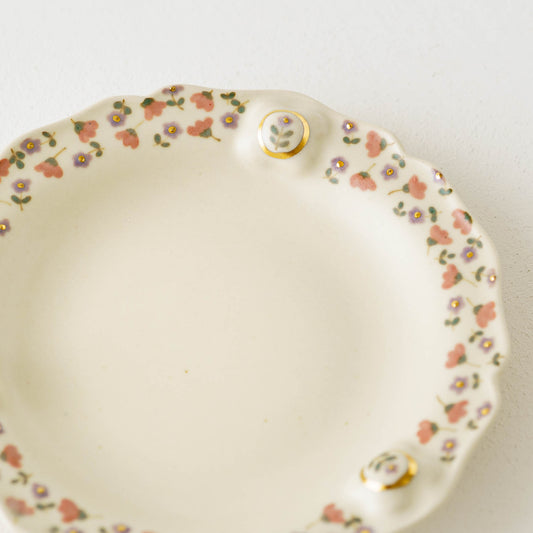 金彩レリーフ中皿　ピンク x パープル｜荒井彩乃