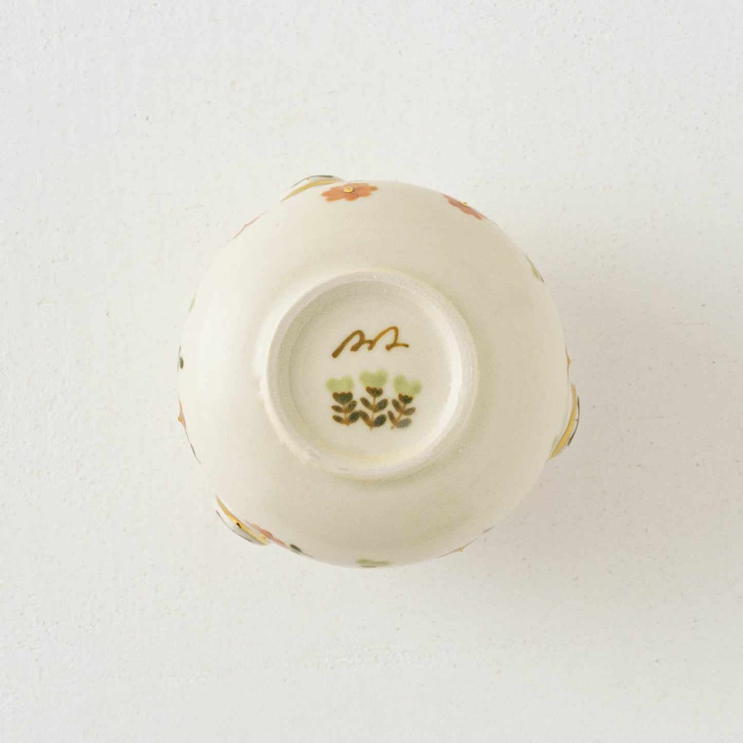 金彩レリーフカップ　ピンク x 薄緑｜荒井彩乃