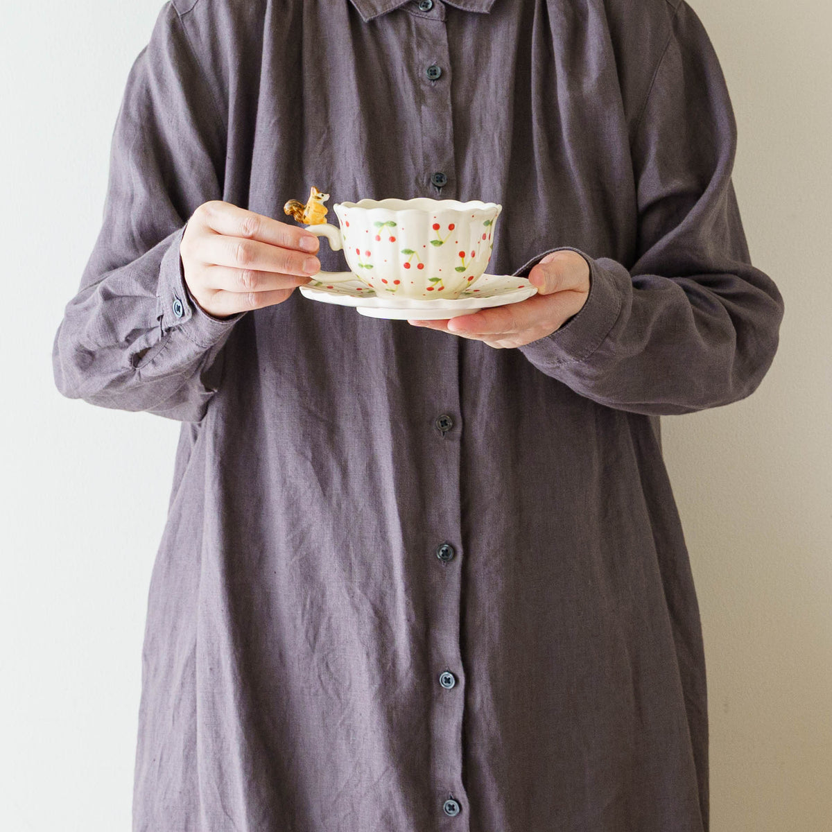 Cup & Saucer Ruffle Squirrel Cherry  | Sugar Poppo