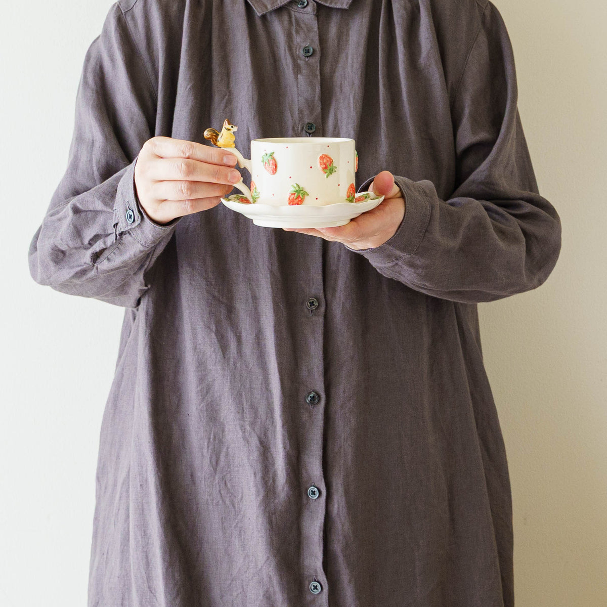 Cup & Saucer Squirrel Strawberry | Sugar Poppo