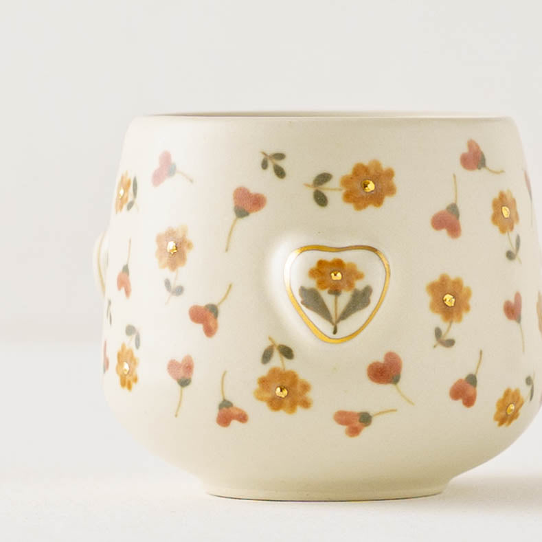 金彩レリーフカップ　オレンジ x 赤｜荒井彩乃