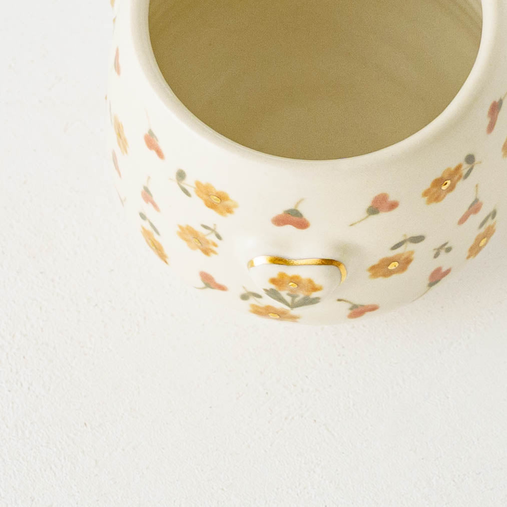 金彩レリーフカップ　オレンジ x 赤｜荒井彩乃