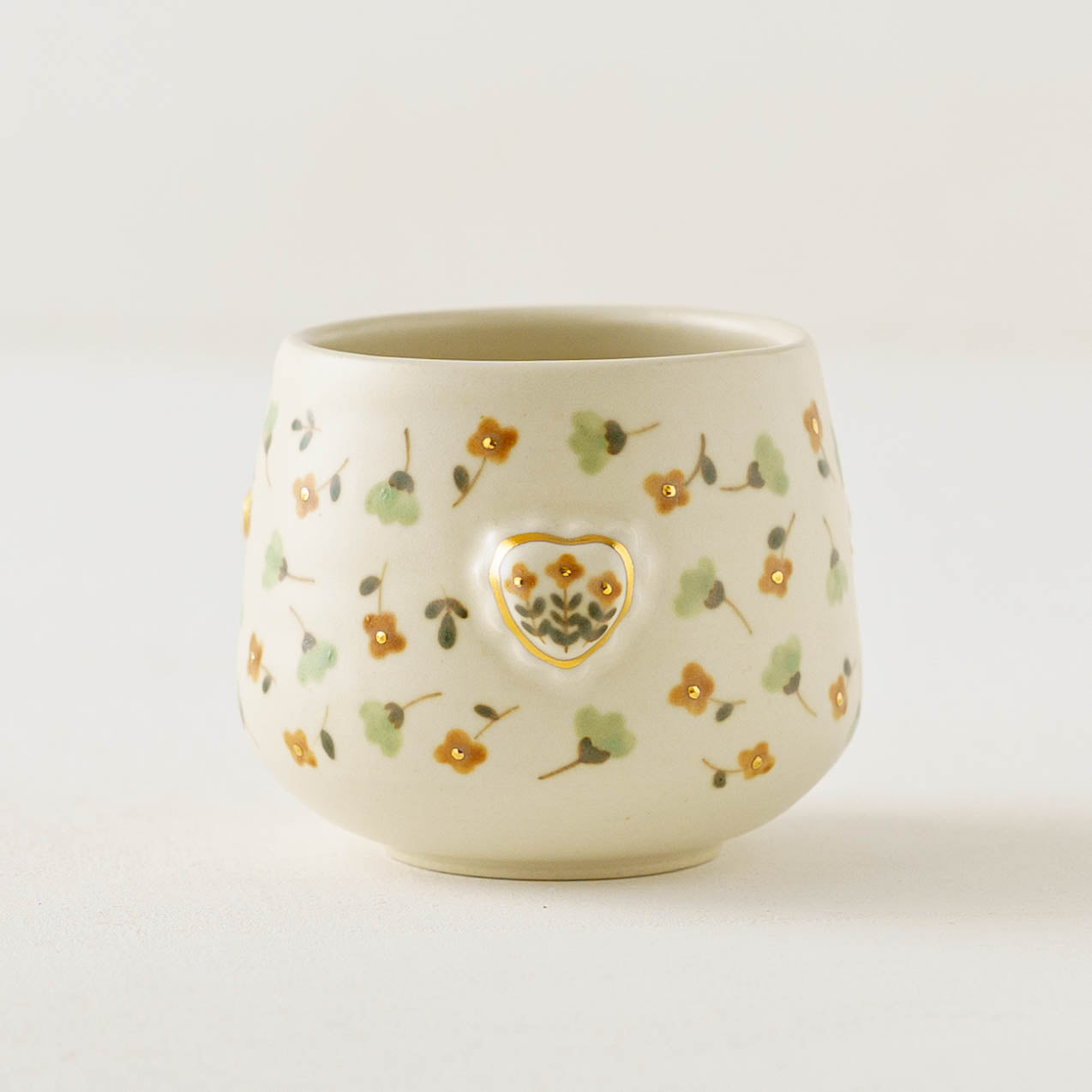 金彩レリーフカップ　オレンジ x 薄緑｜荒井彩乃