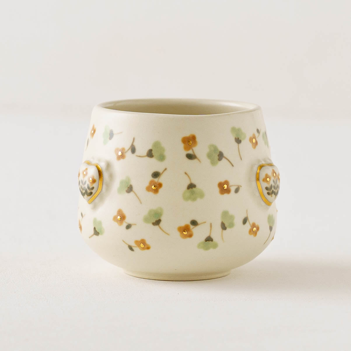 金彩レリーフカップ　オレンジ x 薄緑｜荒井彩乃