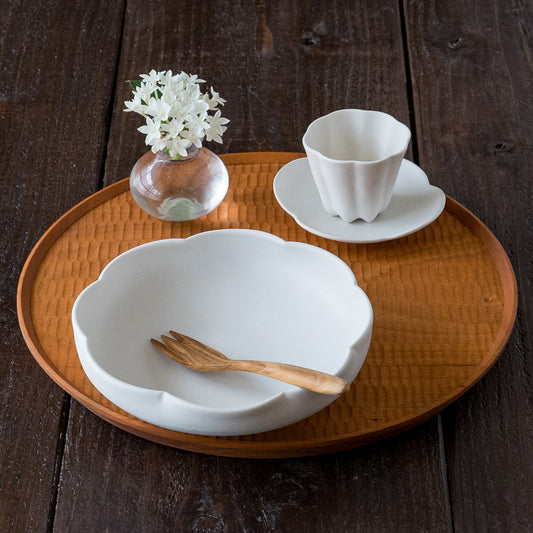 Tea boat bowl Φ16 white | Kasumi Fujimura