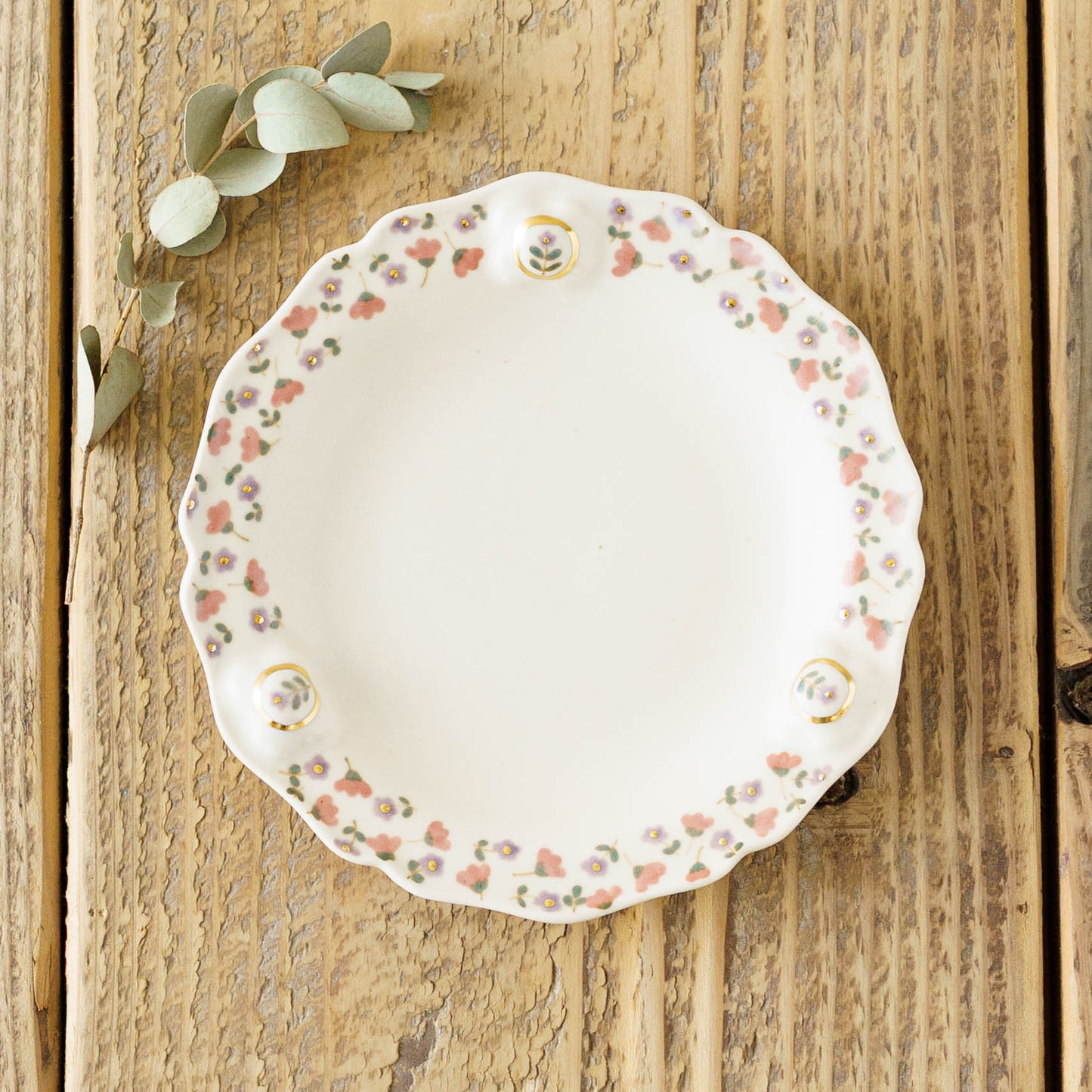 金彩レリーフ中皿　ピンク x パープル｜荒井彩乃