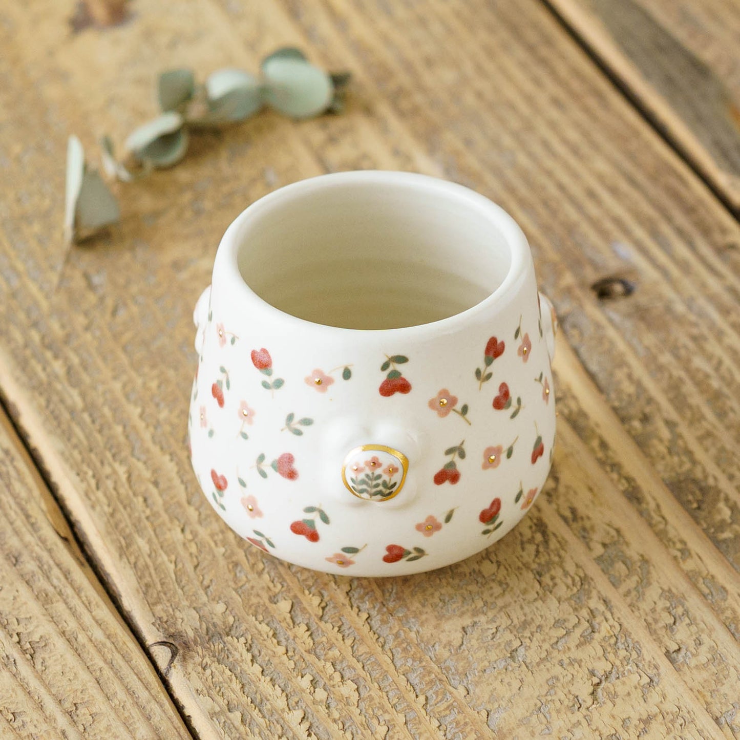 金彩レリーフカップ　ピンク x 赤｜荒井彩乃