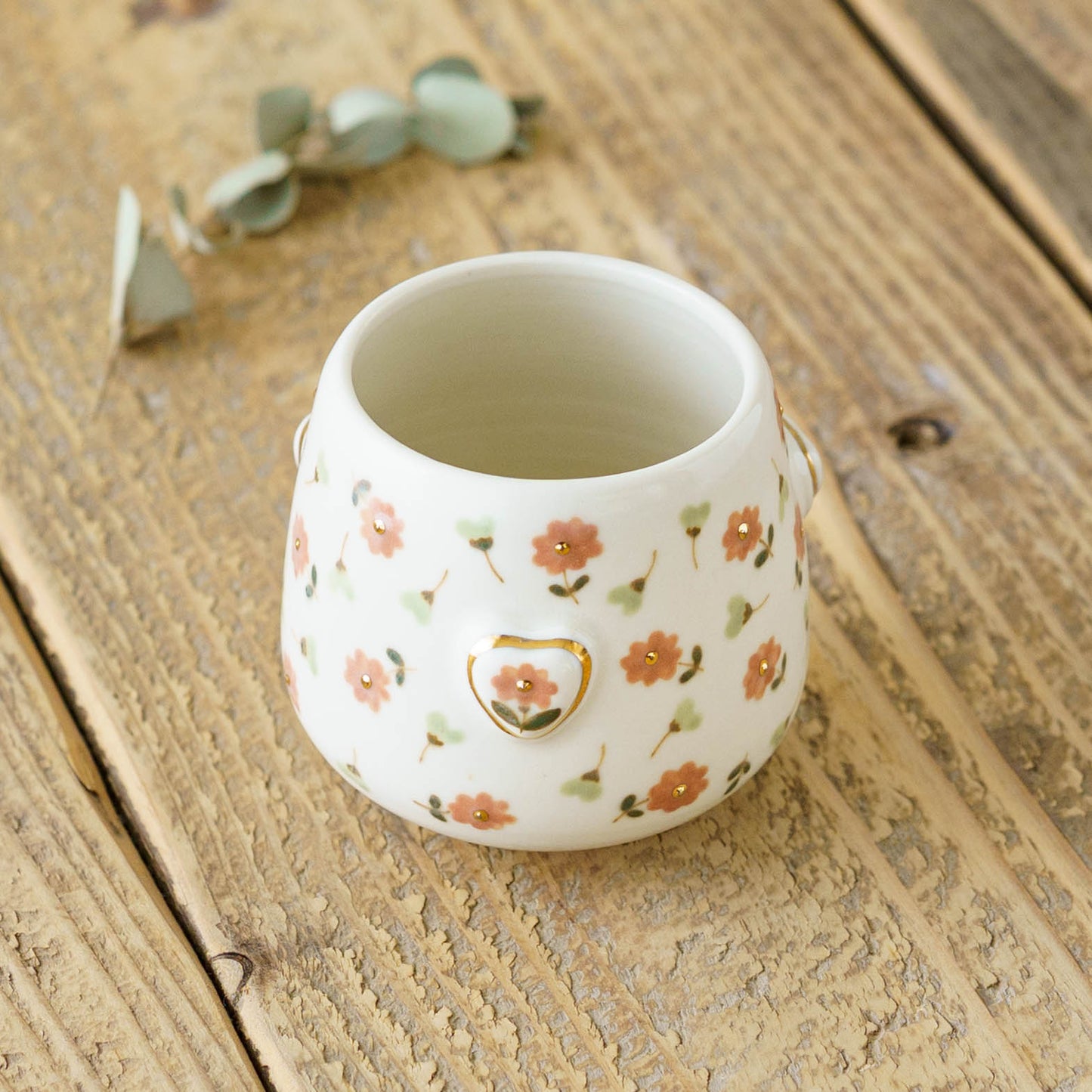 金彩レリーフカップ　ピンク x 薄緑｜荒井彩乃