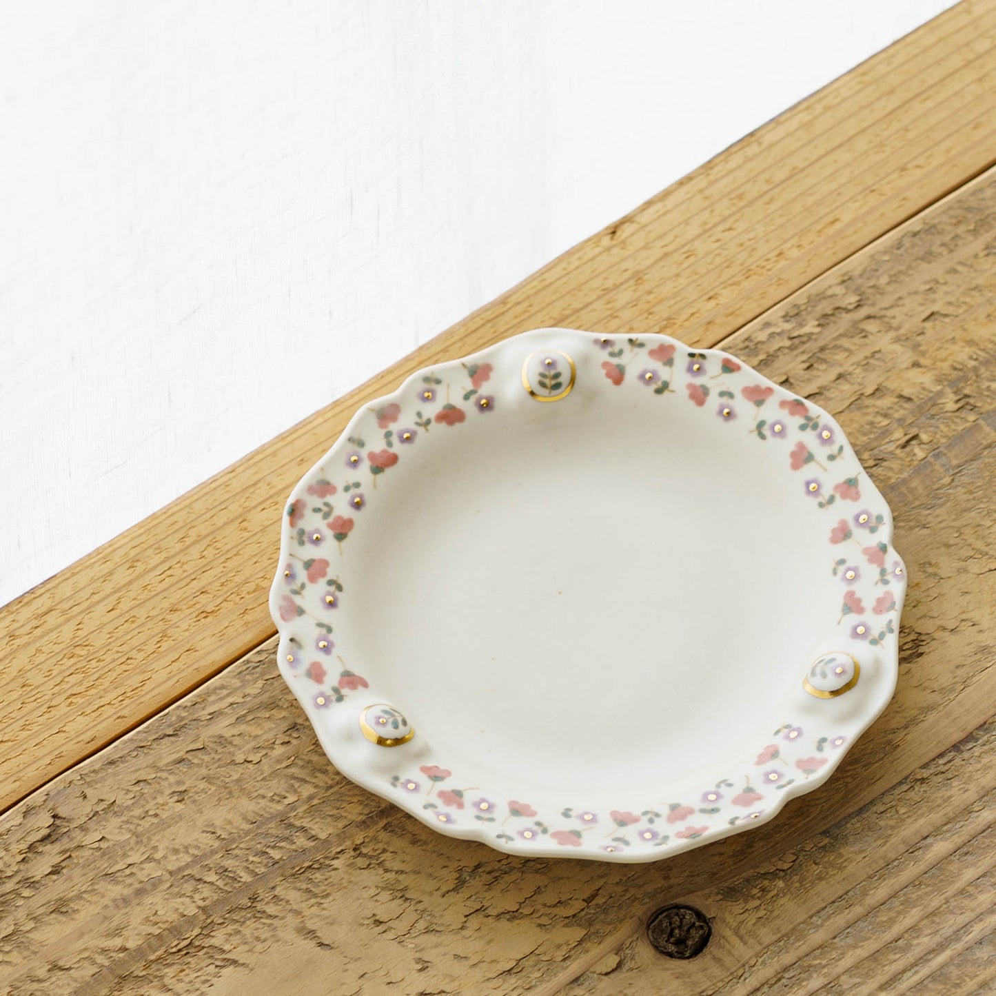 金彩レリーフ中皿　ピンク x パープル｜荒井彩乃