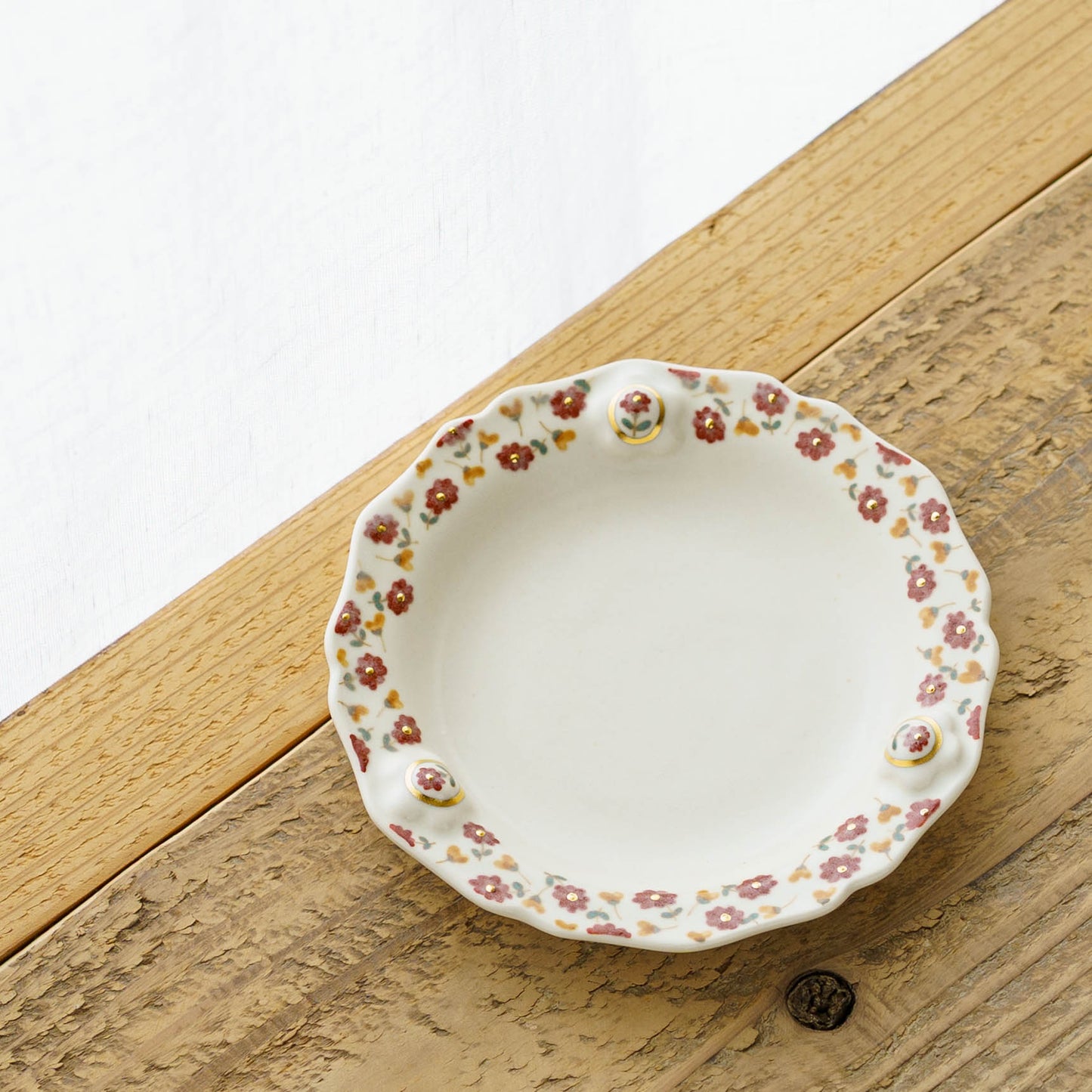 金彩レリーフ中皿　赤 x オレンジ｜荒井彩乃