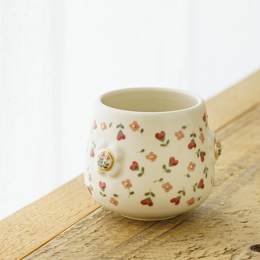 金彩レリーフカップ　ピンク x 赤｜荒井彩乃