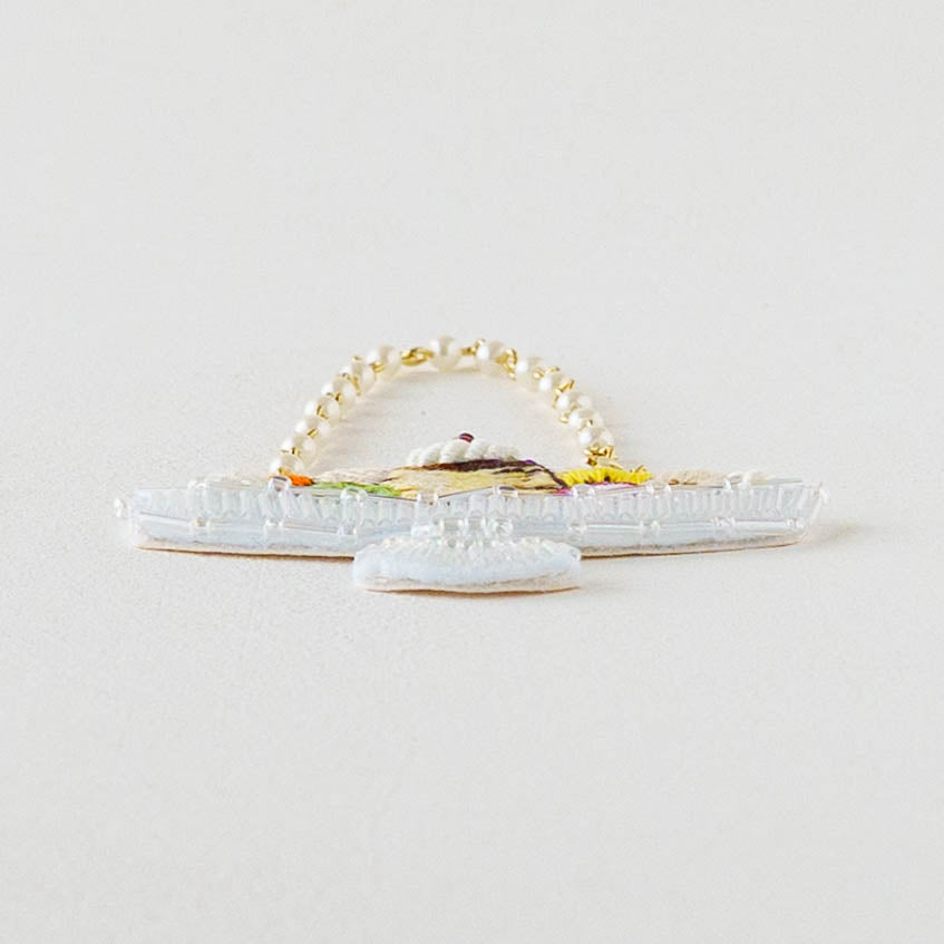 刺繍バッグチャーム　プリンアラモード｜あおのいえ