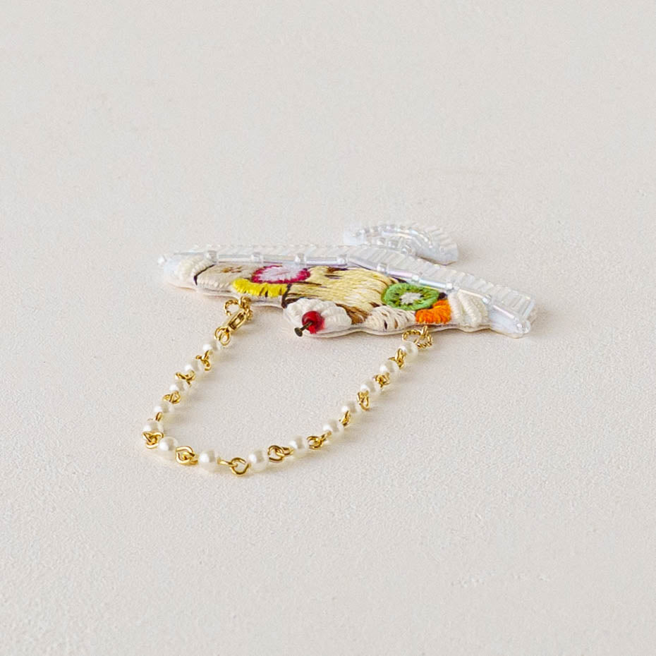 刺繍バッグチャーム　プリンアラモード｜あおのいえ