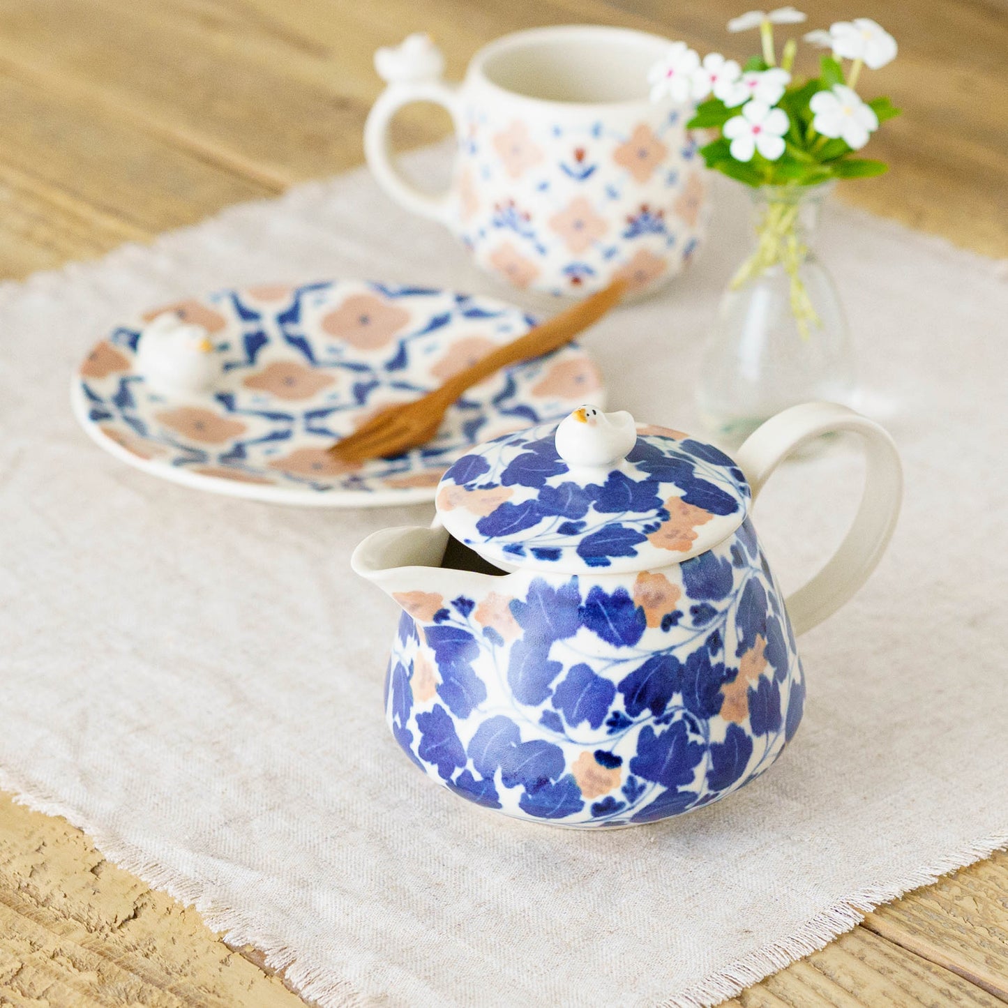 ポット　アヒル　ピンク x 青｜荒井彩乃