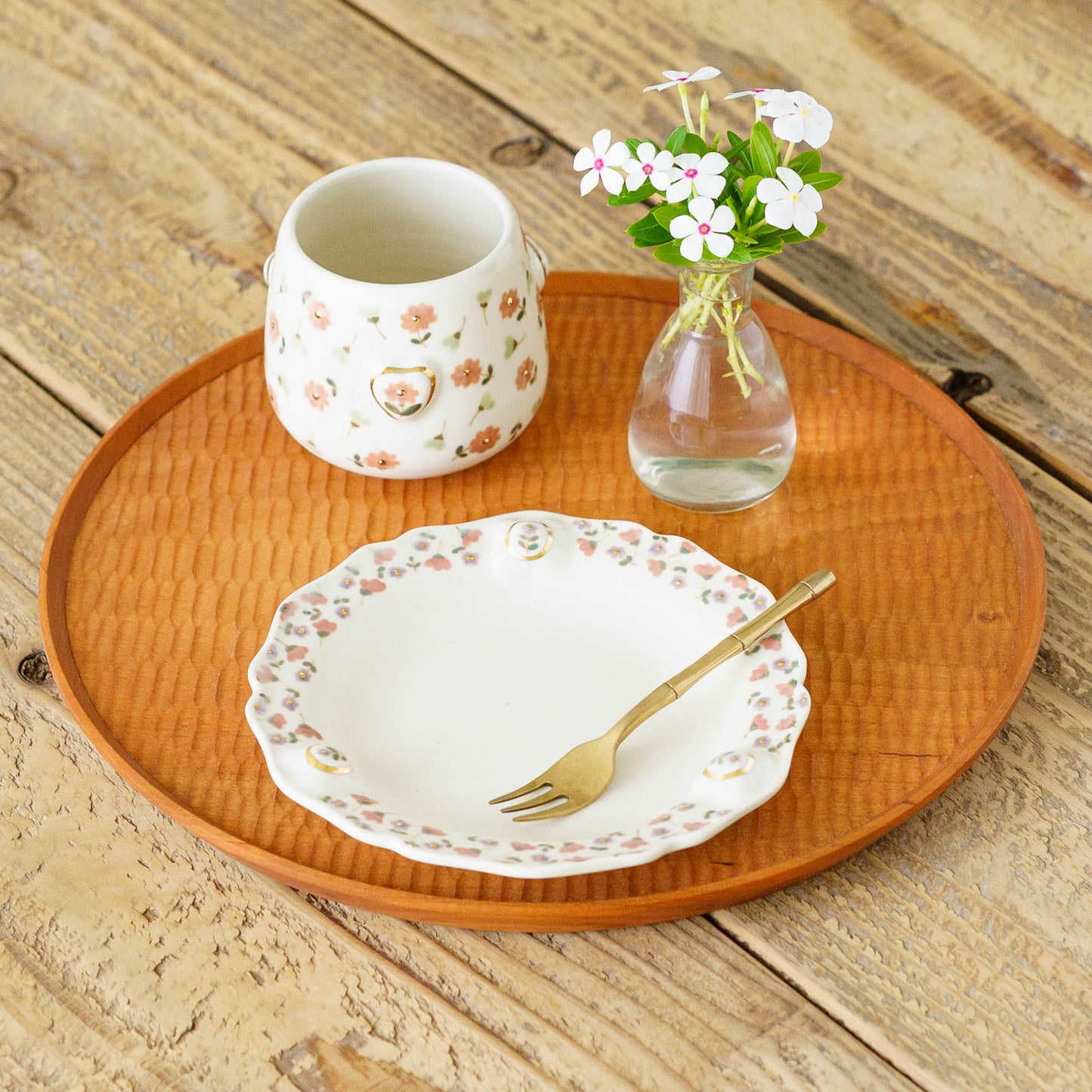 金彩レリーフ中皿　ピンク x パープル｜荒井彩乃