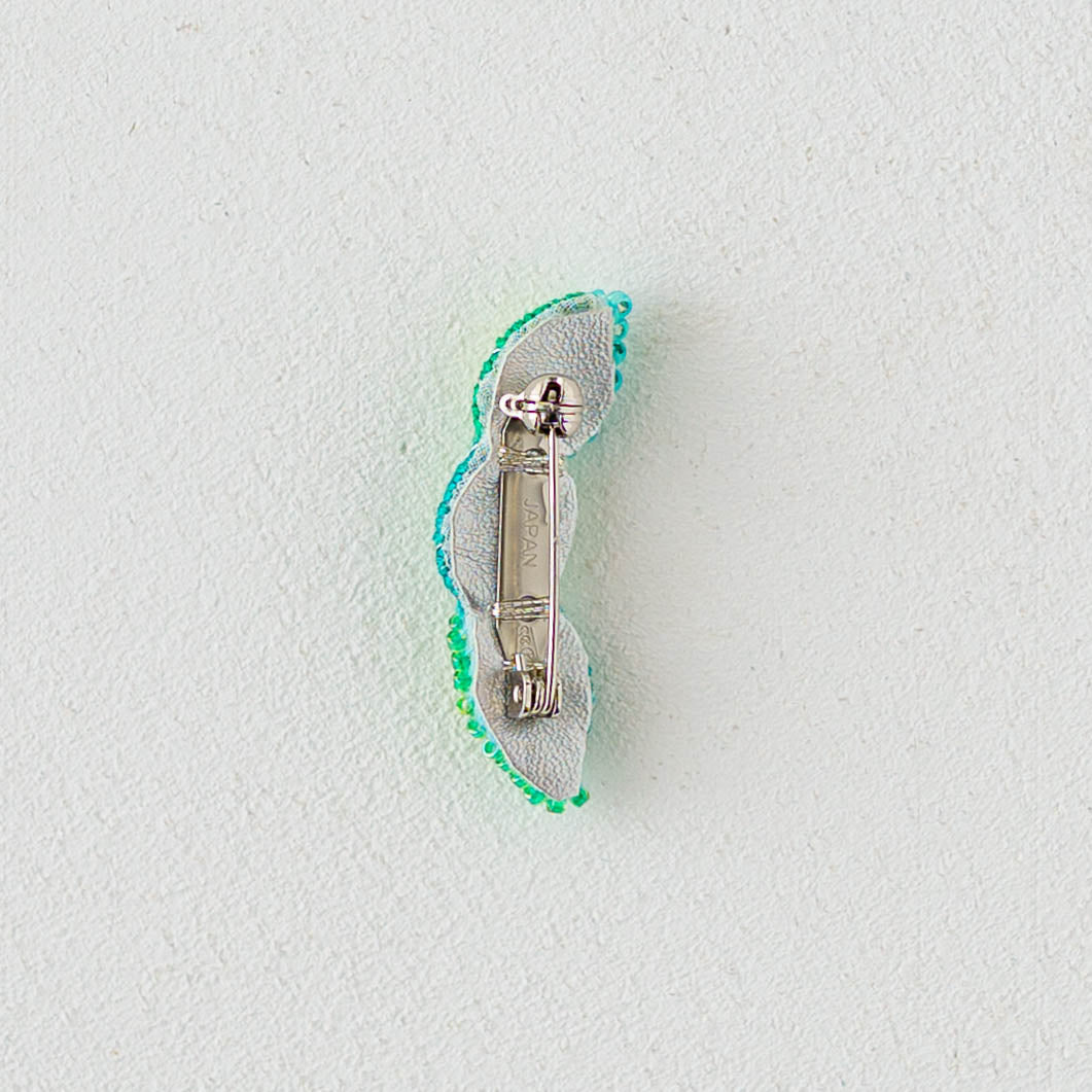 刺繍ブローチ　枝豆｜あおのいえ