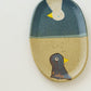Oval plate bird light brown x navy | Harada Haruko