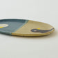 Oval plate bird light brown x navy | Harada Haruko