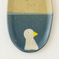 Oval plate bird light brown x navy | Harada Haruko