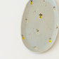 楕円板皿　お花　ライトブルー（イエロー x ホワイト）｜原田晴子