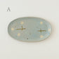 Oval plate with flowers light blue | Harada Haruko