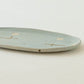 Oval plate with flowers light blue | Harada Haruko