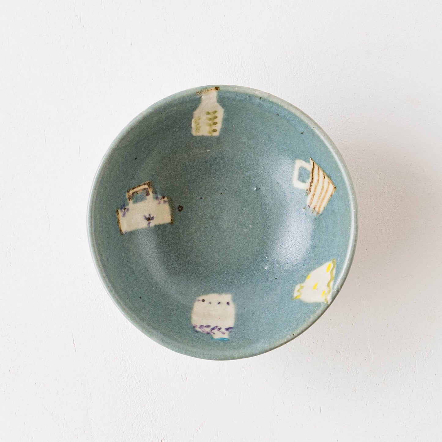 Medium flat bowl colorful turquoise blue x light blue | Haruko Harada