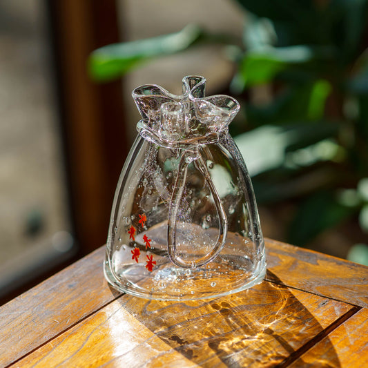 金魚巾着一輪挿し　大　クリア｜極楽寺がらす工房