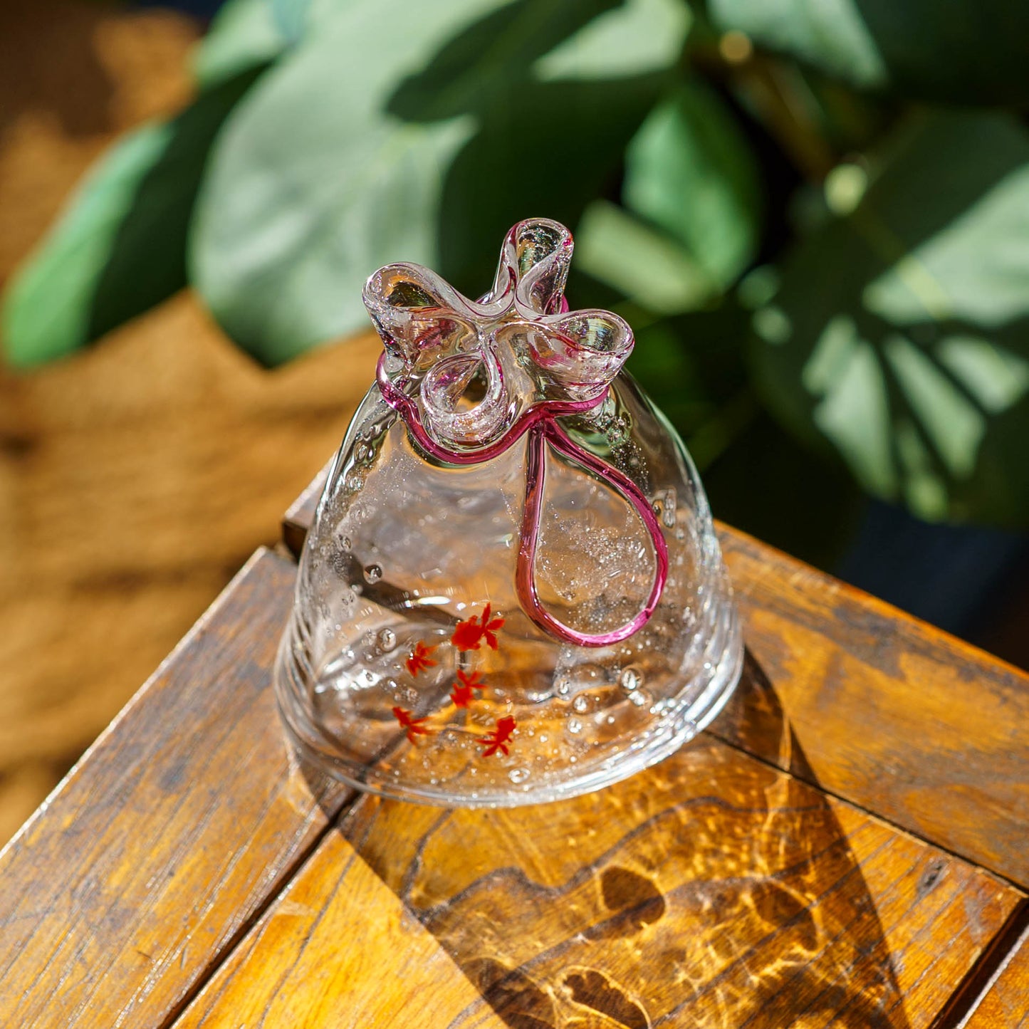 金魚巾着一輪挿し　大　赤｜極楽寺がらす工房