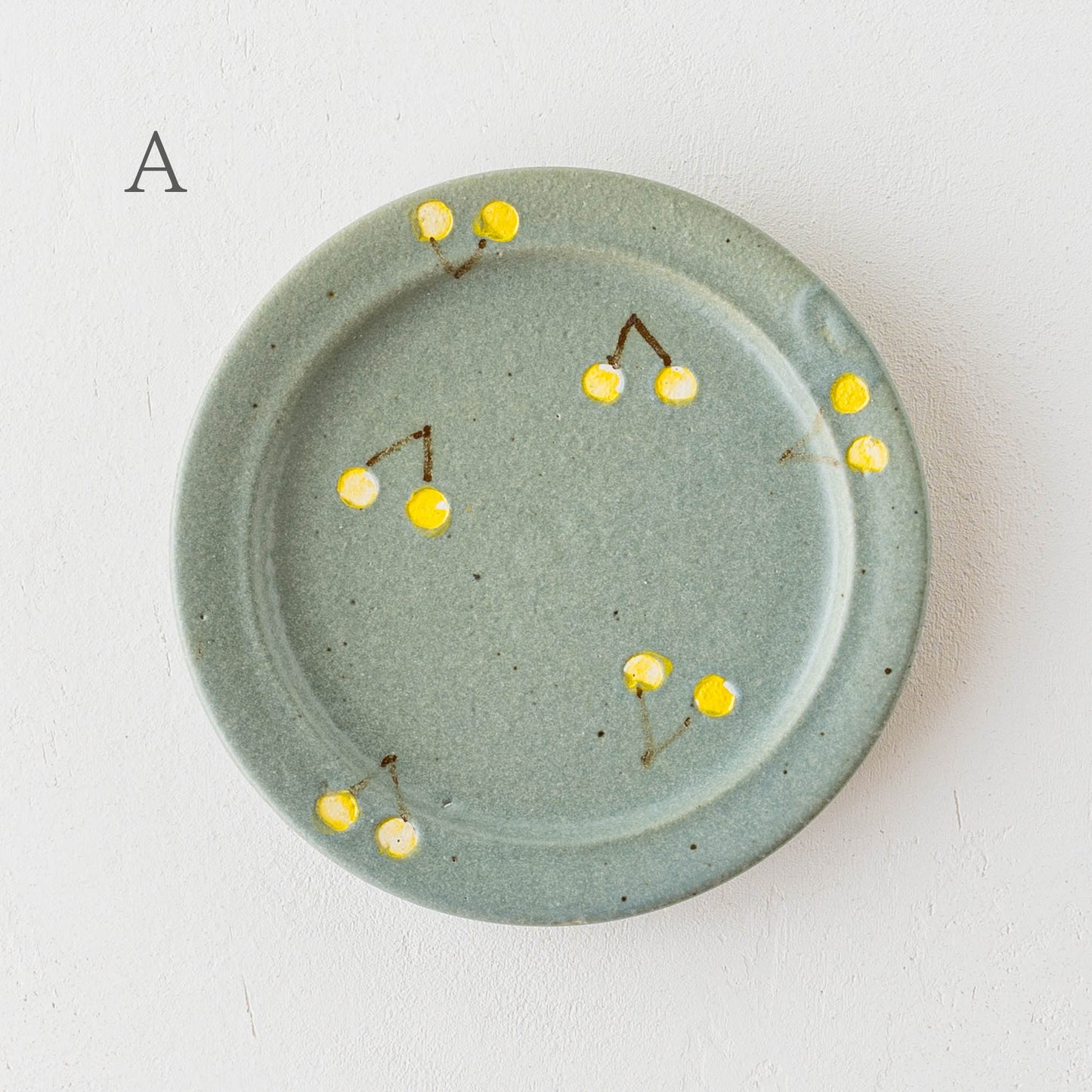 15cm rim plate cherry turquoise blue x yellow | Haruko Harada