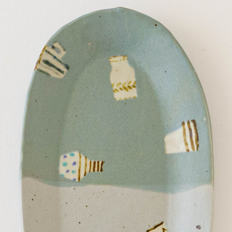 Oval plate L light blue x turquoise blue | Harada Haruko