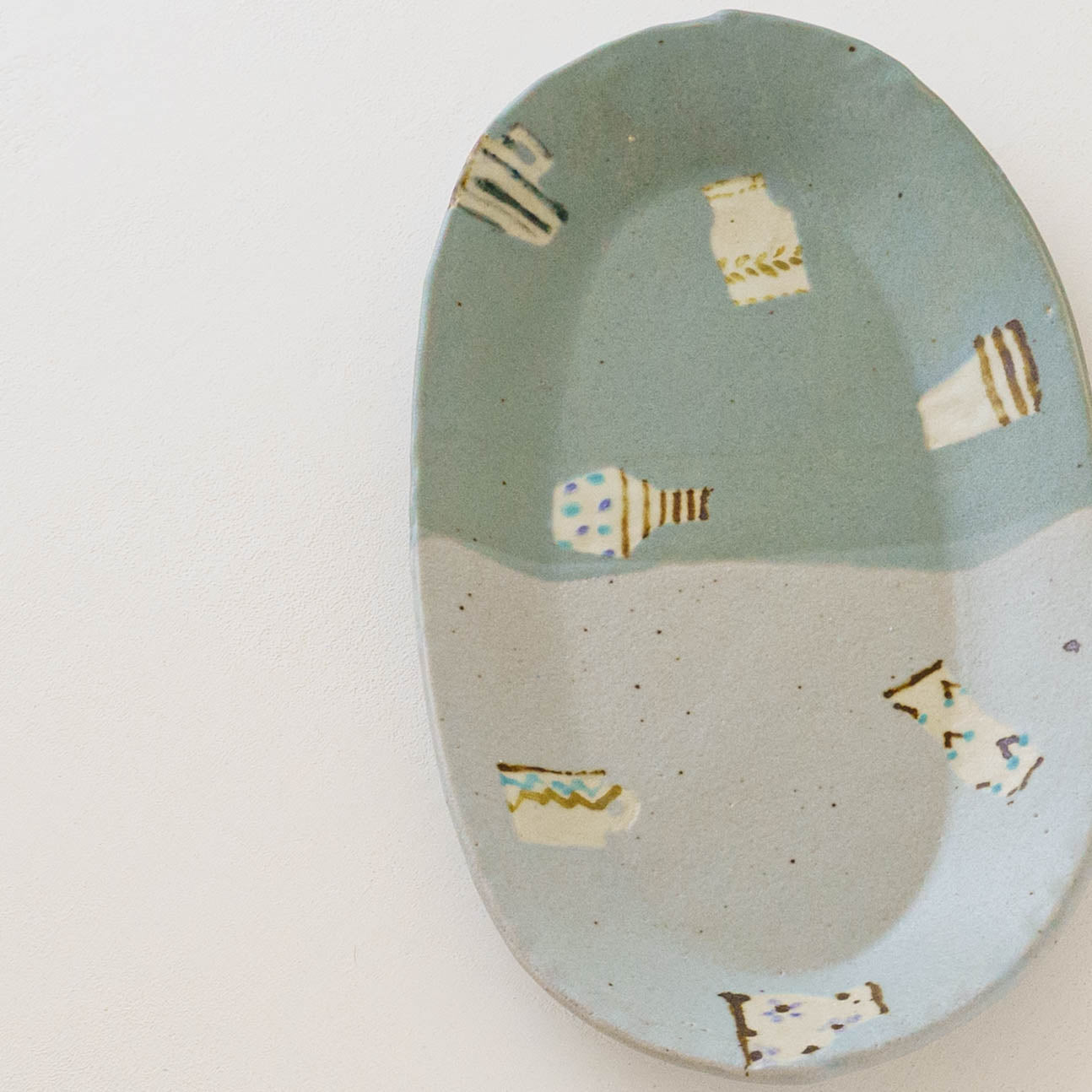 Oval plate L light blue x turquoise blue | Harada Haruko