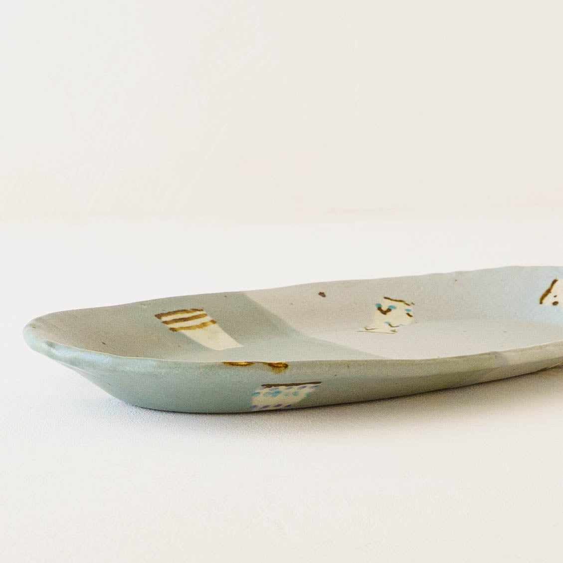 Oval plate L light blue x turquoise blue | Harada Haruko