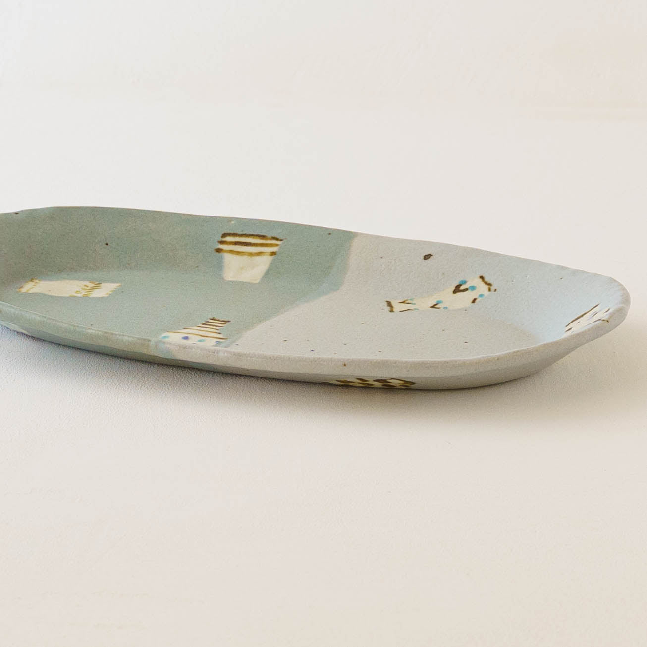 Oval plate L light blue x turquoise blue | Harada Haruko