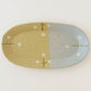 Oval flower plate L  light brown x light blue | Harada Haruko