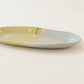 Oval flower plate L  light brown x light blue | Harada Haruko