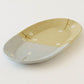 Oval flower plate L  light brown x light blue | Harada Haruko
