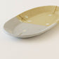 Oval flower plate L  light brown x light blue | Harada Haruko
