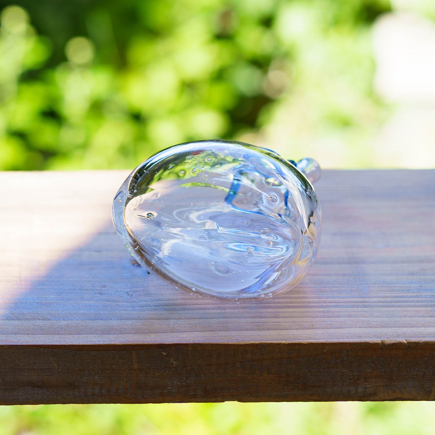 金魚巾着一輪挿し　小　青｜極楽寺がらす工房