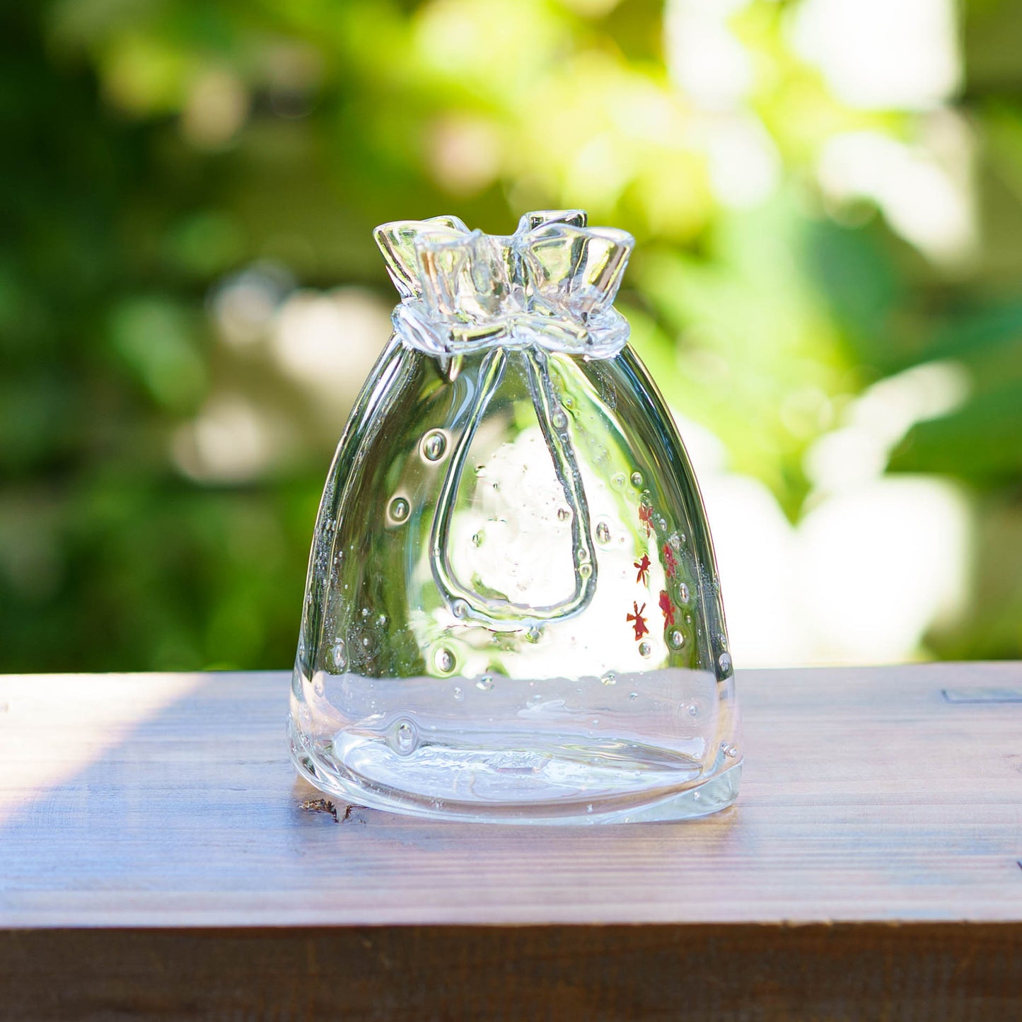 金魚巾着一輪挿し　大　クリア｜極楽寺がらす工房