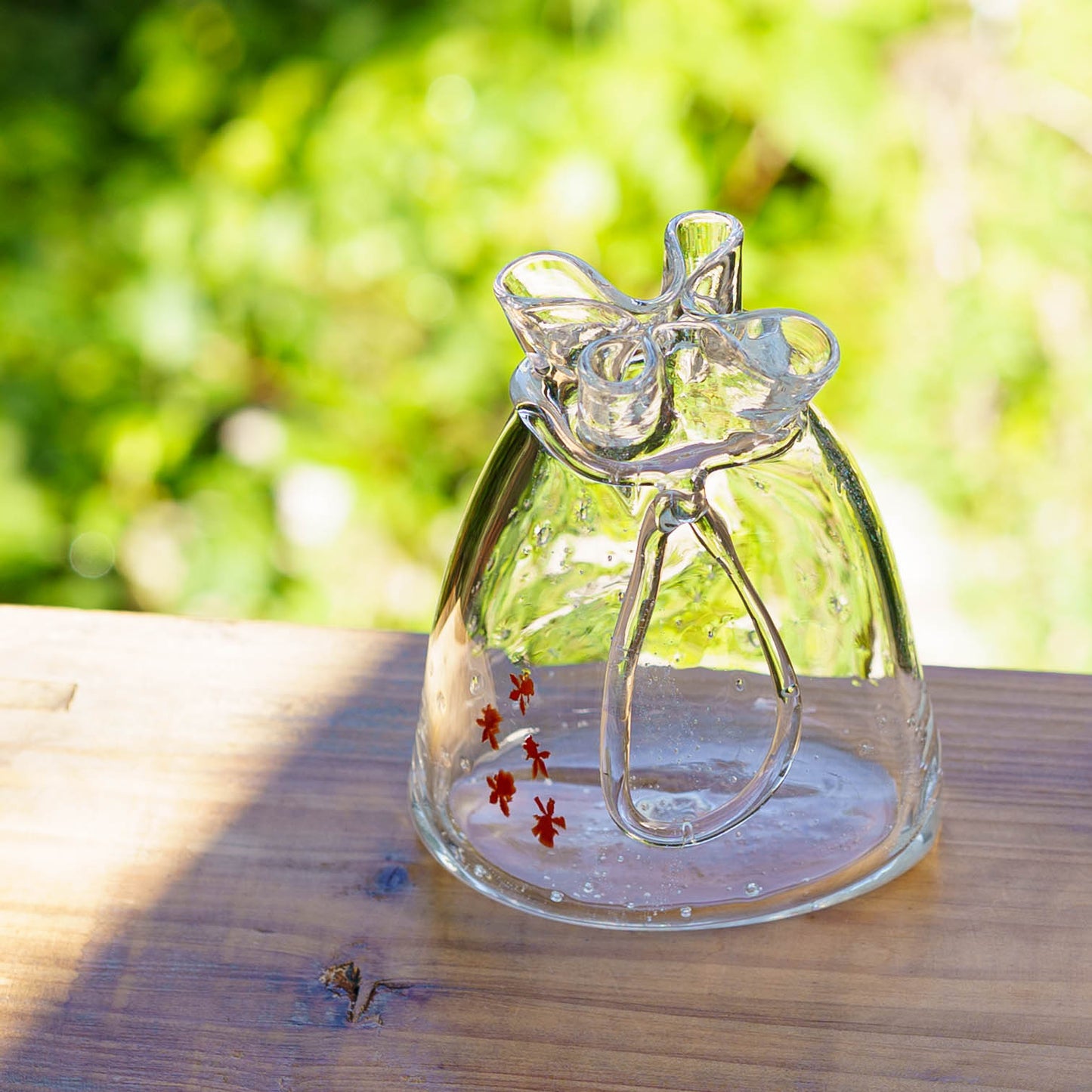 金魚巾着一輪挿し　大　クリア｜極楽寺がらす工房