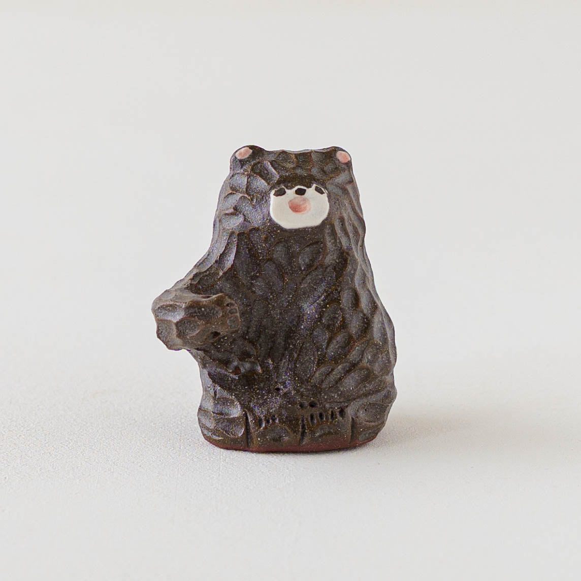 陶芸作家 加藤美紀子 クマドライフラワースタンド 茶 手持ち｜鎌倉山